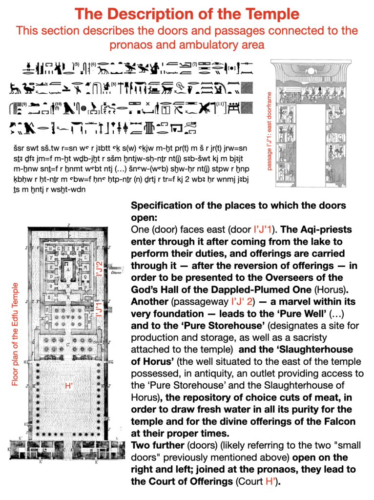 The description of the temple. This section describes the doors and passages connected to the pronaos and ambulatory area.